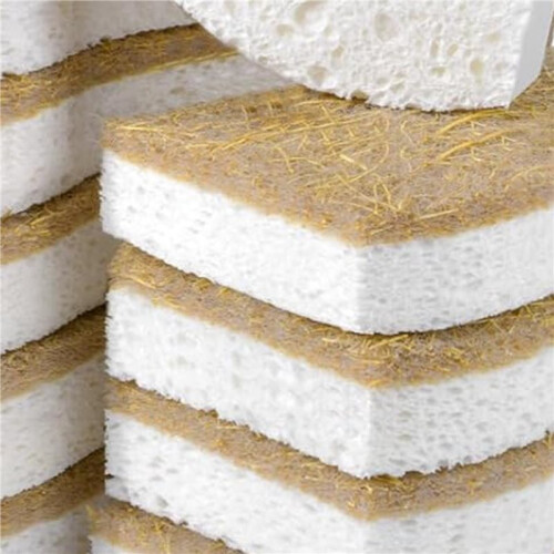 45 Pack Biodegradable Natural Kitchen Sponge - Compostable Cellulose and Coconut Walnut Scrubber Sponge 2