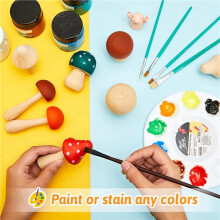50 Pieces Sizes Unfinished Wooden Mushroom Unpainted Wooden Mushroom for Arts and Crafts Projects Decoration