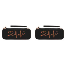 2X Stethoscoop Opbergdoos EVA Draagbare Reistas met Netzak, Harde Schijf, Pen, Medische Organizer Zwart