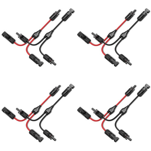 8X Solar Y Branch Cable Connectors,Solar Cable Parallel Adaptor in Pair for Solar Pane,Cable Wire Plug Tool Kit