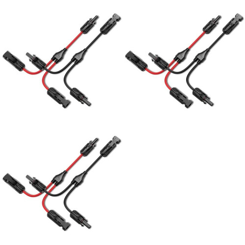 6X Solar Y Branch Cable Connectors,Solar Cable Parallel Adaptor in Pair for Solar Pane,Cable Wire Plug Tool Kit