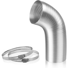 Tubo de ventilación de aluminio con 2 abrazaderas de apriete plateadas 160 mm x 2 m — conducto flexible aire