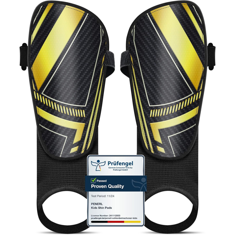 Professional Football Shin Guards with Ankle Protection Black Gold L â youth football shin guards, ankle protection, black gold shin guards