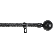 Tringle télescopique en métal avec boules Solide 120-210 cm Noir — support rideau, barre extensible, fer forgé