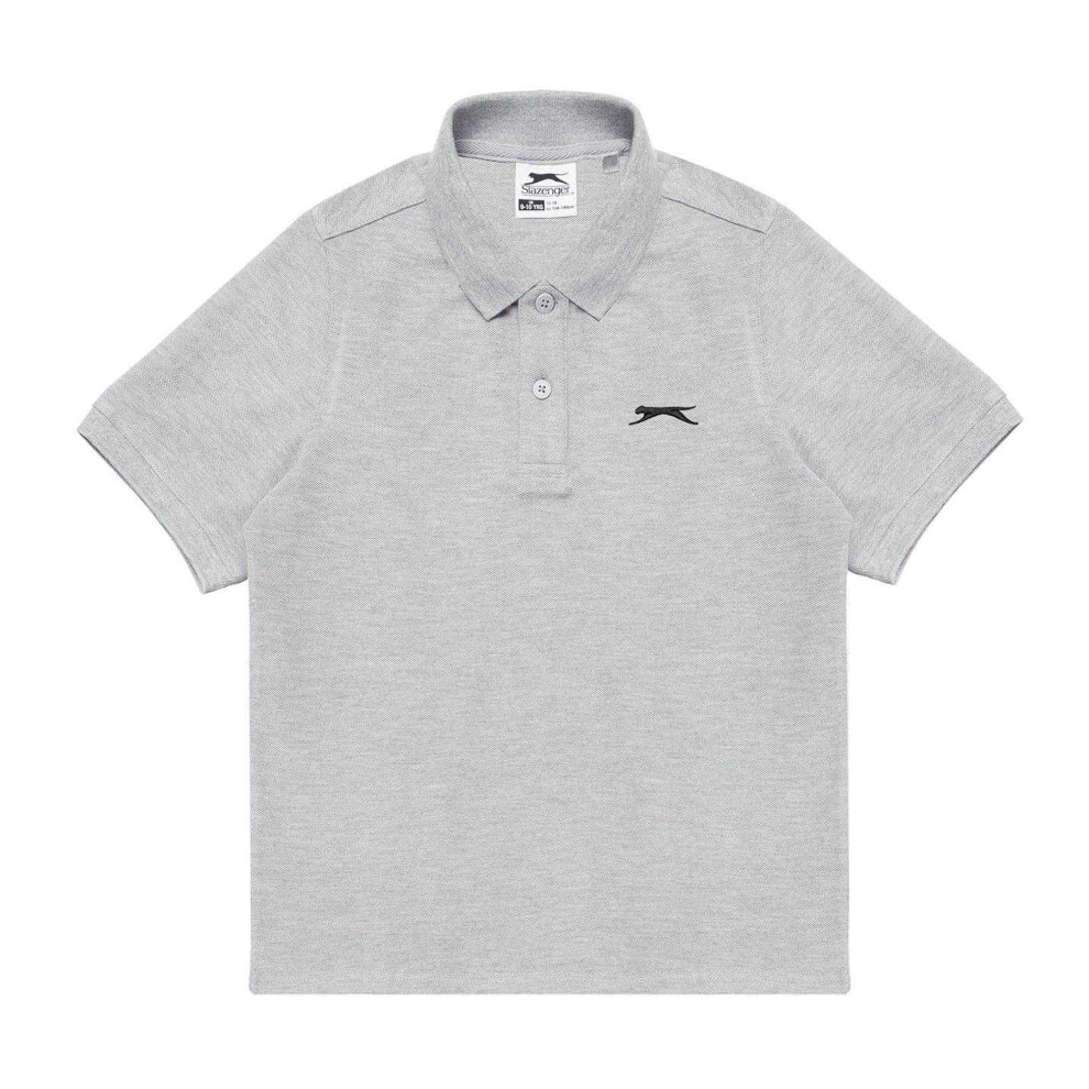 Slazenger (11-12 Years, Marl) Boys Plain Polycotton Polo Shirt Grey