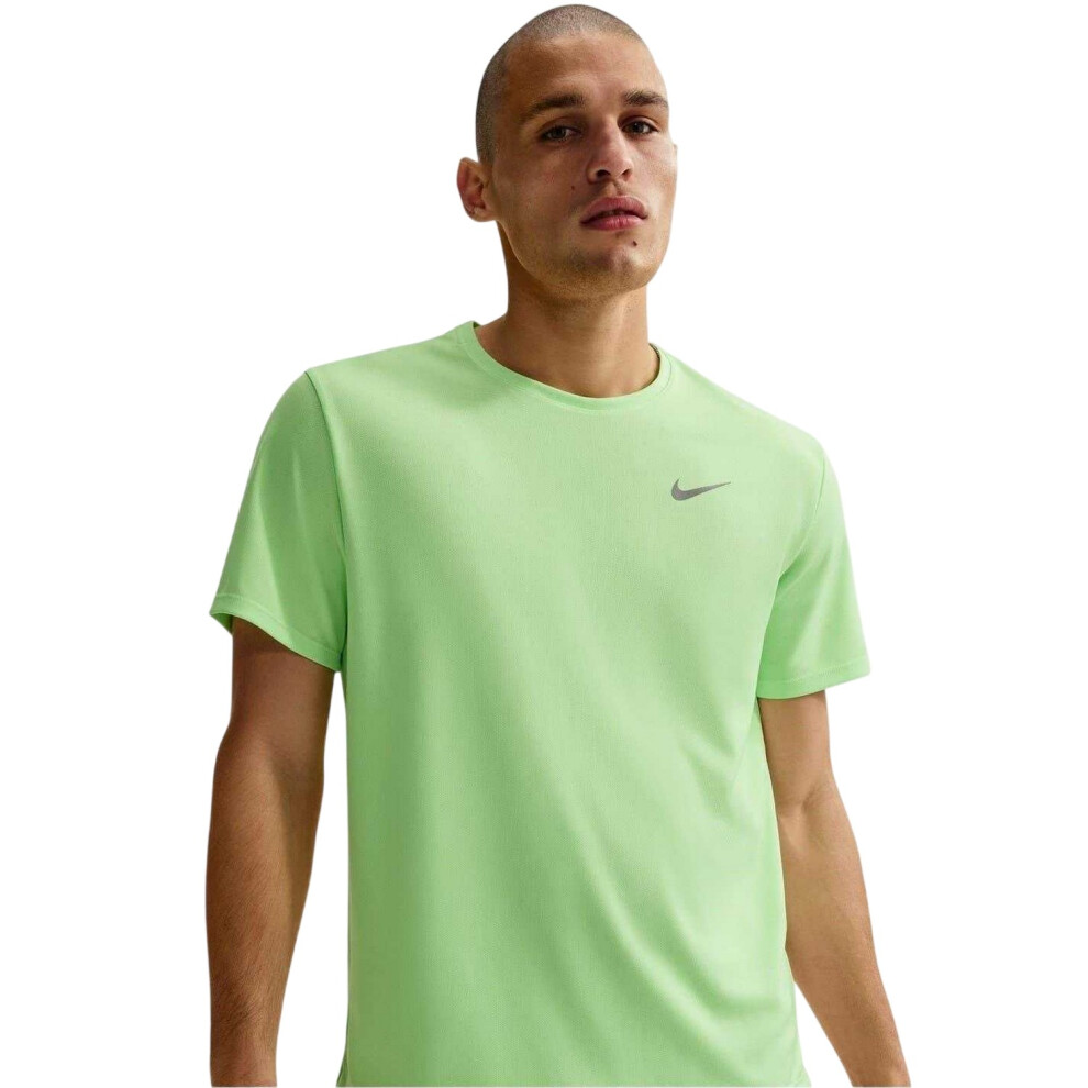 Nike (Xl, Lime) Mens Miler Swoosh Reflective Detail T-Shirt Multicoloured