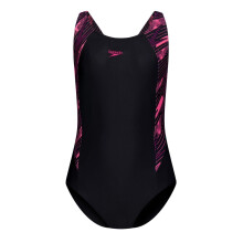 (13 Years, Black/Pink) Speedo Girls Hyperboom Splice Shattered One Piece Swimsuit