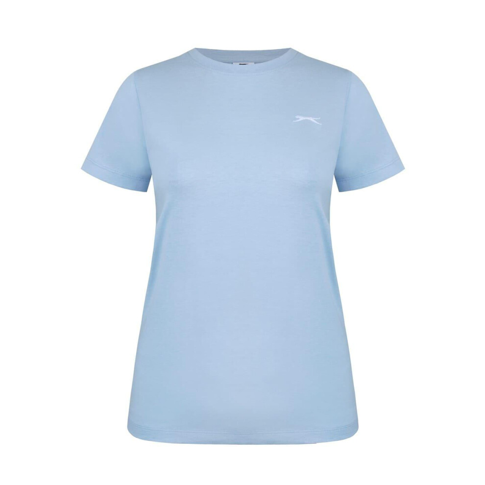 Slazenger (10 Uk, Light ) Womens/Ladies Plain Crew Neck Fitted T-Shirt Blue