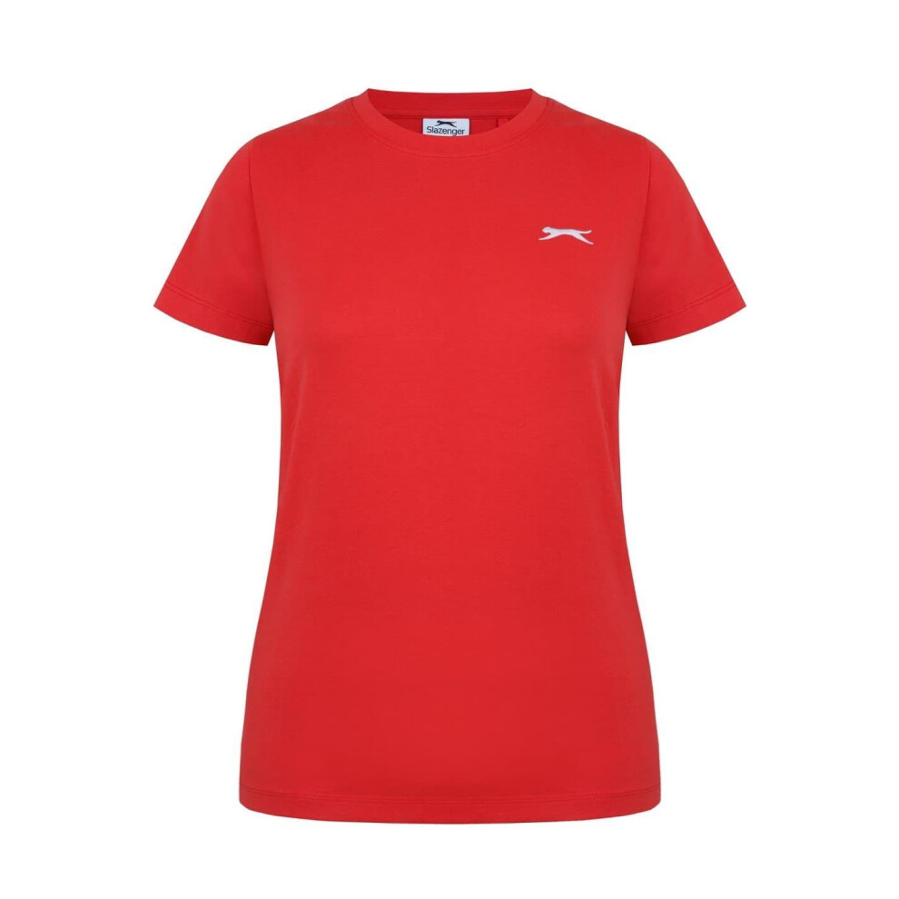 Slazenger (10 Uk, ) Womens/Ladies Plain Crew Neck Fitted T-Shirt Red