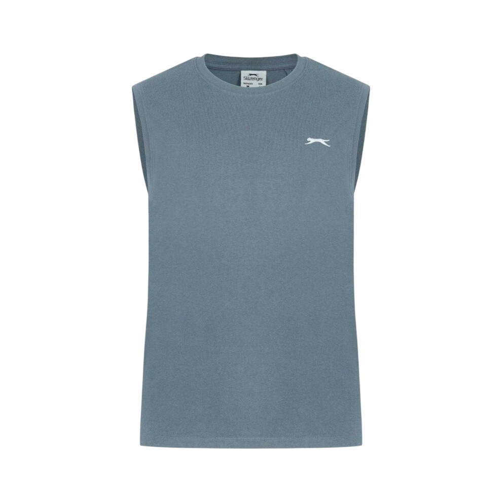 Slazenger (L, Slate ) Mens Logo Cotton Vest Top Blue