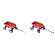 2X 1:12 Carino Casa Delle Bambole In Miniatura In Metallo Rosso Piccolo Carrello da Traino Accessori per Mobili In Miniatura da Giardino