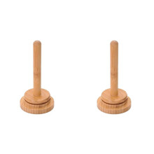 2X Bamboo and Wood Yarn Stand Yarn Spool Home Braided Yarn Spool Storage Stand Table Top Rotary Wooden Winder