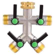 Slangsplitter 4-Weg Tuinslangsplitter Waterkraansplitter RV Koperen Slangsplitterventiel 3/4 Inch GHT-Schroefdraad Zwart
