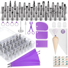 90-Teiliges Spritzbeutel- und Tüllen-Set, Tortendekorations-Set mit 55 Nummerierten Spritztüllen und 20+2 Spritzbeuteln