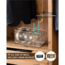 2 Organiseur de Ceinture en Acrylique pour Placard et Tiroir - 8 Compartiments Amovibles, Présentoir Transparent pour Ceinture, Compatible avec la