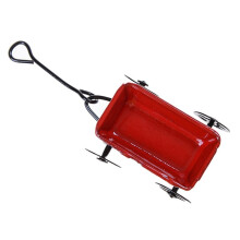 2X 1:12 Mignon Maison de Poupée Miniature Métal Rouge Petit Chariot Tirant Jardin Miniature Meubles Accessoires