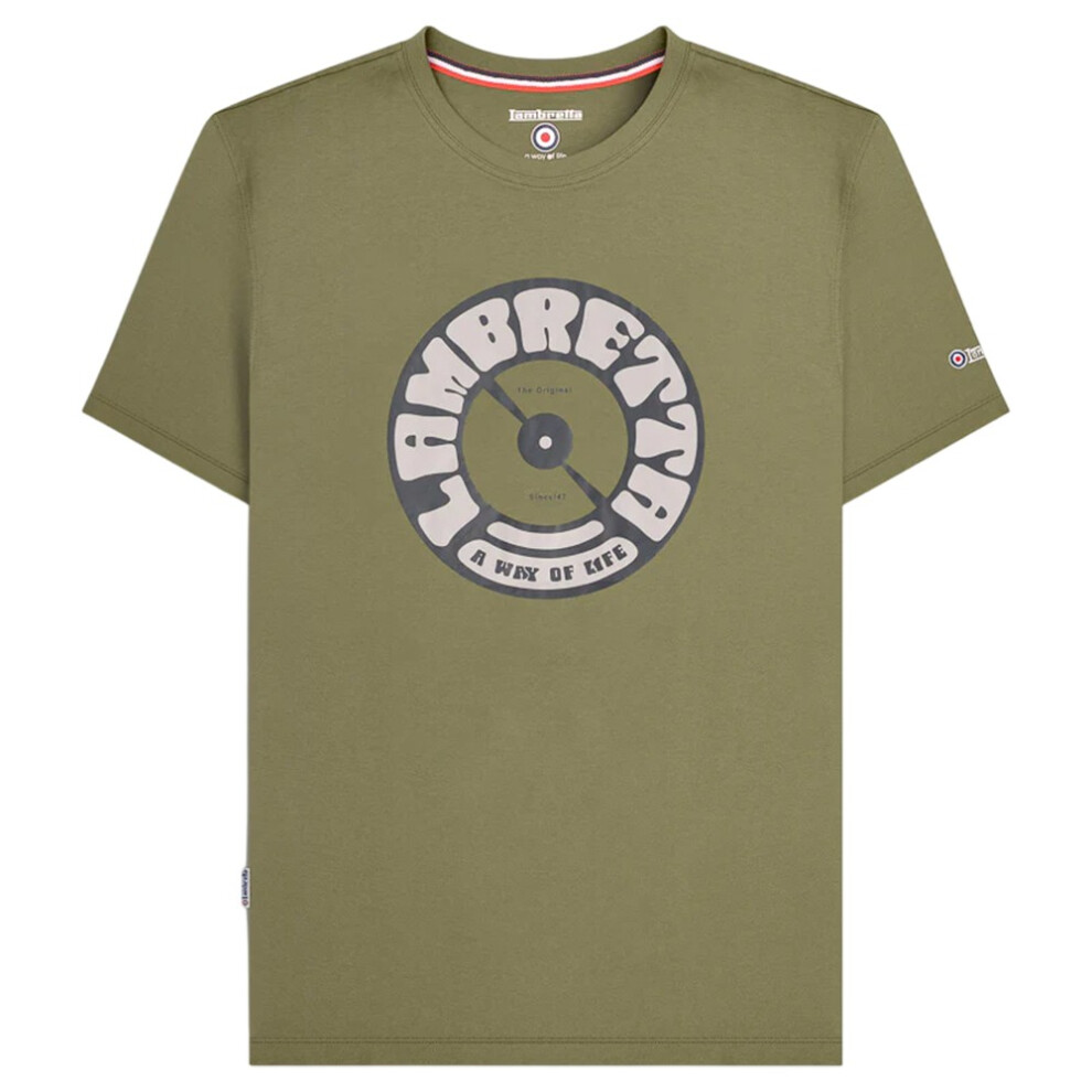 Lambretta (L, Khaki) Mens Vinyl Record T-Shirt