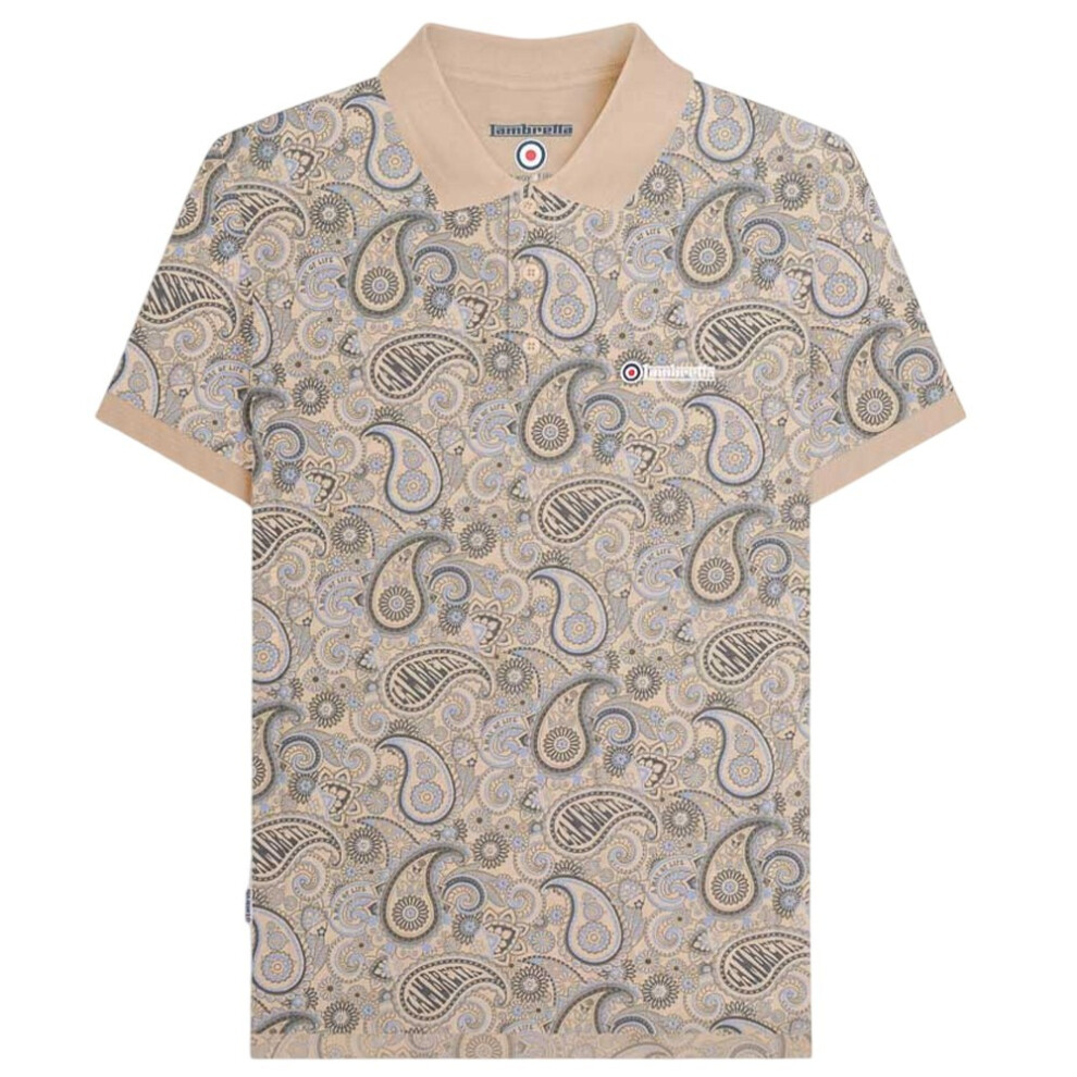 Lambretta (Xl, Stone) Mens Paisley Polo Shirt Multicoloured