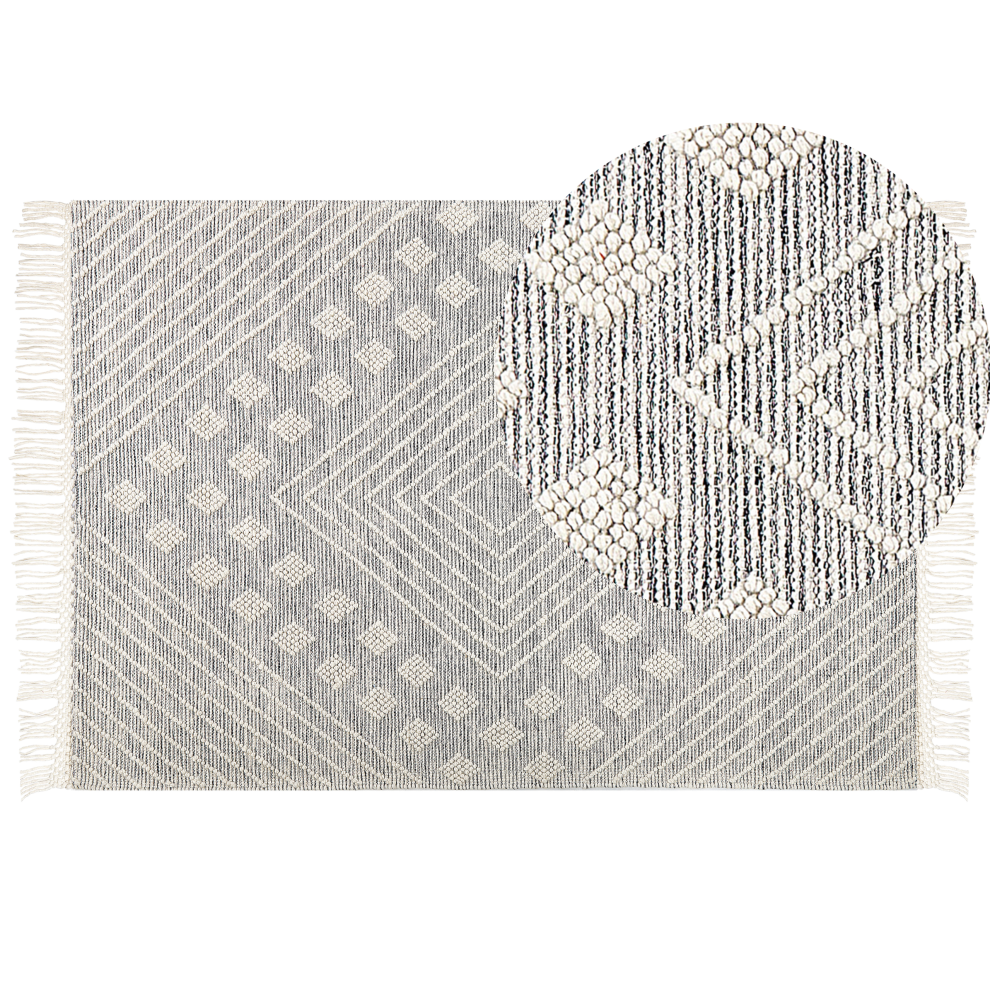 Beliani Rug Savur Grey 160 X 230 Cm Wool
