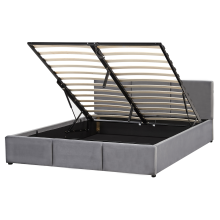 Ottoman Bed BOUSSE Velvet Dark Grey 160 x 200 cm (EU King Size)