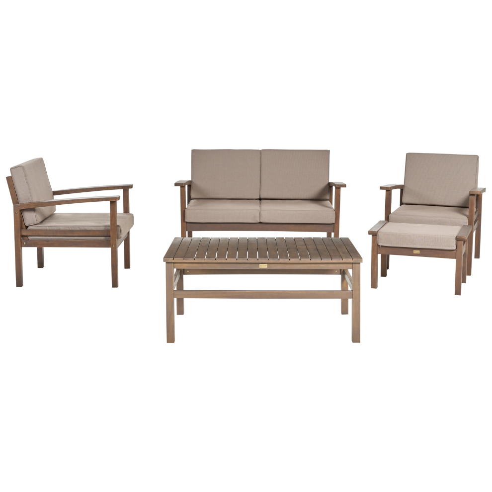 Beliani Garden Lounge Set With Table 4 Seater Manila Dark Brown Certified Acacia Wood
