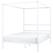 Four Poster Bed Metal LESTARDS 140 x 200 cm (EU Double) White
