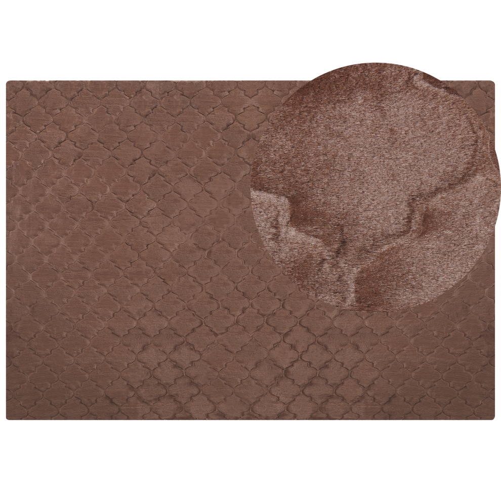 Beliani Faux Fur Rug Gharo Brown 160 X 230 Cm