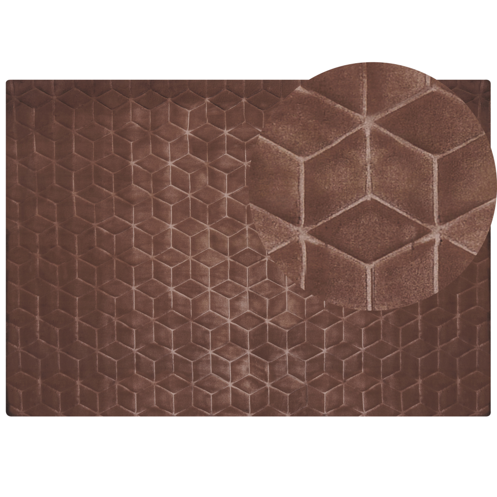 Beliani Faux Fur Rug Thatta Brown 160 X 230 Cm