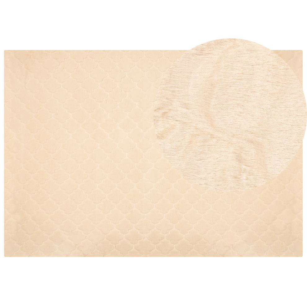 Beliani Faux Fur Rug Gharo Beige 160 X 230 Cm