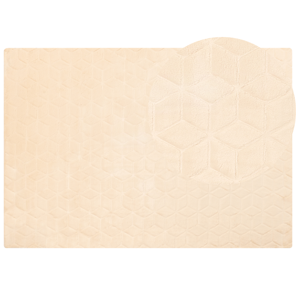 Beliani Faux Fur Rug Thatta Beige 160 X 230 Cm