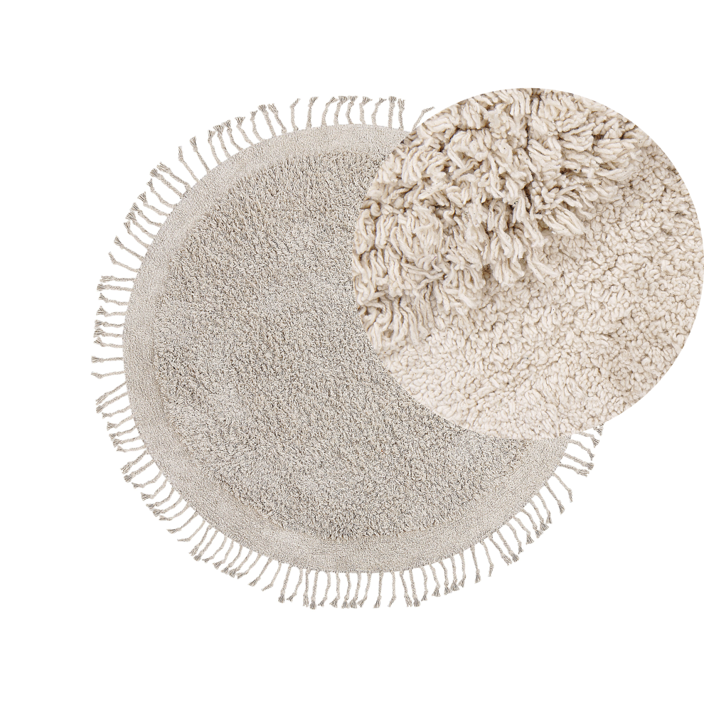 Beliani Rug Bitlis Light Beige Ø 140 Cm Cotton