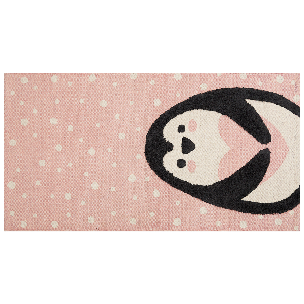 Beliani Kids Rug Pengkol Pink 80 X 150 Cm Cotton