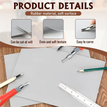 4pcs Linoleum Blocks for Printmaking, 8"X10"and 9 X 12 Inch Soft Rubber Carving Block with Carving Cutting Tools