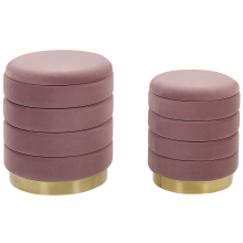 Set of 2 Storage Pouffes GARLAND Velvet Pink