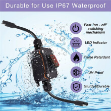 Inline 12V Power  SAE Connector IP67 Waterproof, 14AWG Heavy Duty SAE Plug with /Off  for Solar, RV