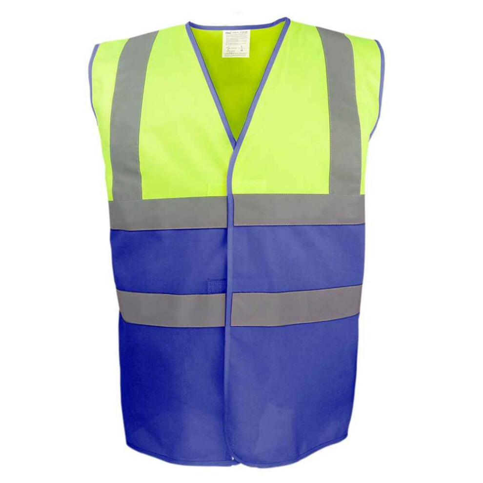 (Xxl, Yellow/Royal Blue) Yoko Unisex Adult Two Tone Hi-Vis Vest 5063300845592