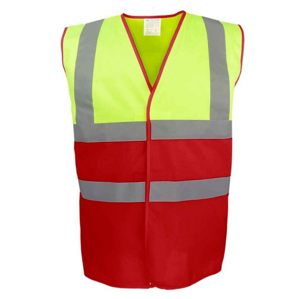 (M, Yellow/Red) Yoko Unisex Adult Two Tone Hi-Vis Vest 5063300845547