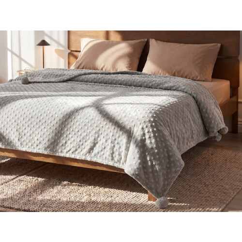 Beliani Blanket SAMUR 200 x 220 cm Light Grey 1