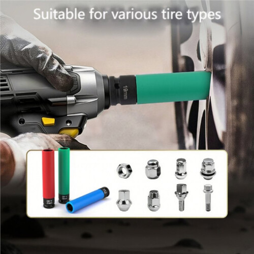 Extra Long for Impact Lug Nut Socket with Protective Sleeves 1/2inch Square Tire Lug Nut Socket for Impact Wrenches 1