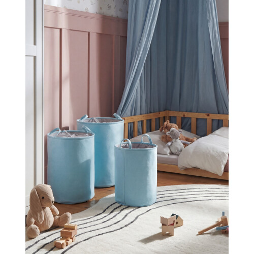 Beliani Set of 3 Baskets ARCHA Cotton Light Blue 2