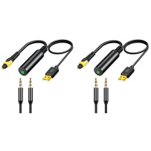 2X Convertitore da Fibra Ottica Digitale USB A 3,5 mm, Adattatore da Cavo Audio Ottico A Cavo AUX, Cavo Adattatore da Ottico A AUX