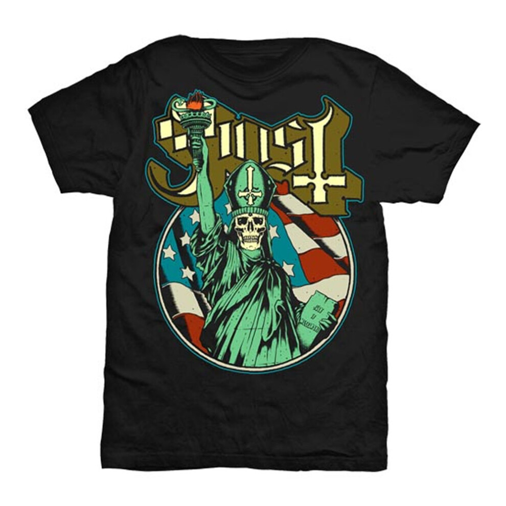 Ghost (Xl, Black) Unisex Adult Statue Of Liberty T-Shirt