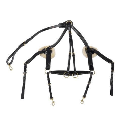 (Cob, Black) John Whitaker Valencia Leather 5-Point Horse Breastplate
