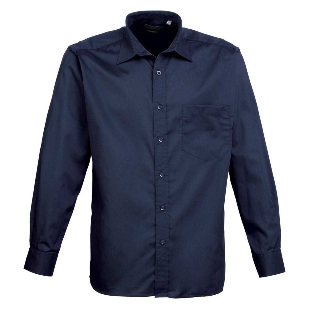 Premier (18.5In, Navy) Mens Poplin Long-Sleeved Shirt Blue,Multicoloured