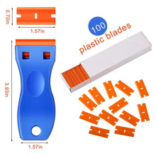 Plastic Blade Scraper, 8Pcs Scraper Tools with 200 Pcs Plastic Blades, Double Scraper Cleaning Remover