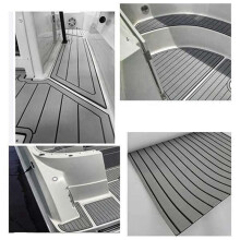 3pcs 2400X57mm Self-Adhesive Boat EVA Foam Teak Flooring Mat Decking Yacht Sheet Pad Boat Decking Mat,Light Gray+Black