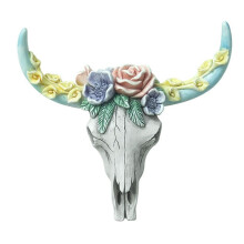 Cow Skull Wall Pendant Succulents Flower Cow Miniature Figurines Animal Sculpture Home Hanging Ornaments Decor S