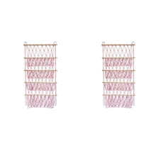 2X Wandbehang-Organizer, Stofftier-Spielzeugnetz, Hängematte, Kinderzimmer, Plüschtier-Aufbewahrung, Boho-Makramee, Rosa