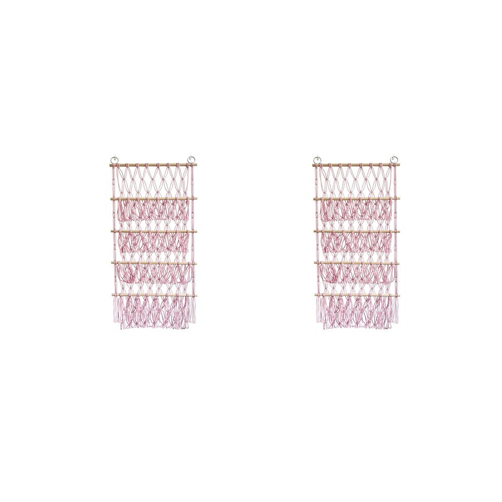 2X Wall Hanging Organizer Stuffed Animal Toy Net Hammock Nursery Plush Toy Storage Boho Macrame,
