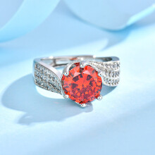 (Platinum) 3 Glamorous Carat Garnet Red Zirconia Ring In Trendy Geometric Women For Shape